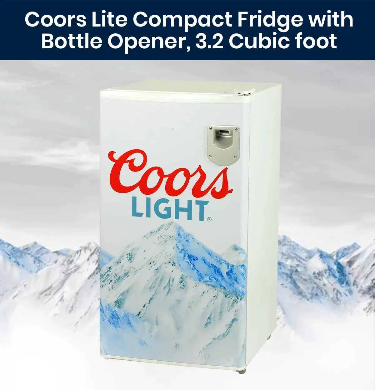 Coors Light Compact Fridge with Bottle Opener, 90 L/ 95 Quart 3.2 Cubic Foot for Snacks, Beverages, Juice, Beer, Den, Dorm, Office, Games Room, or RV | Fridge.com