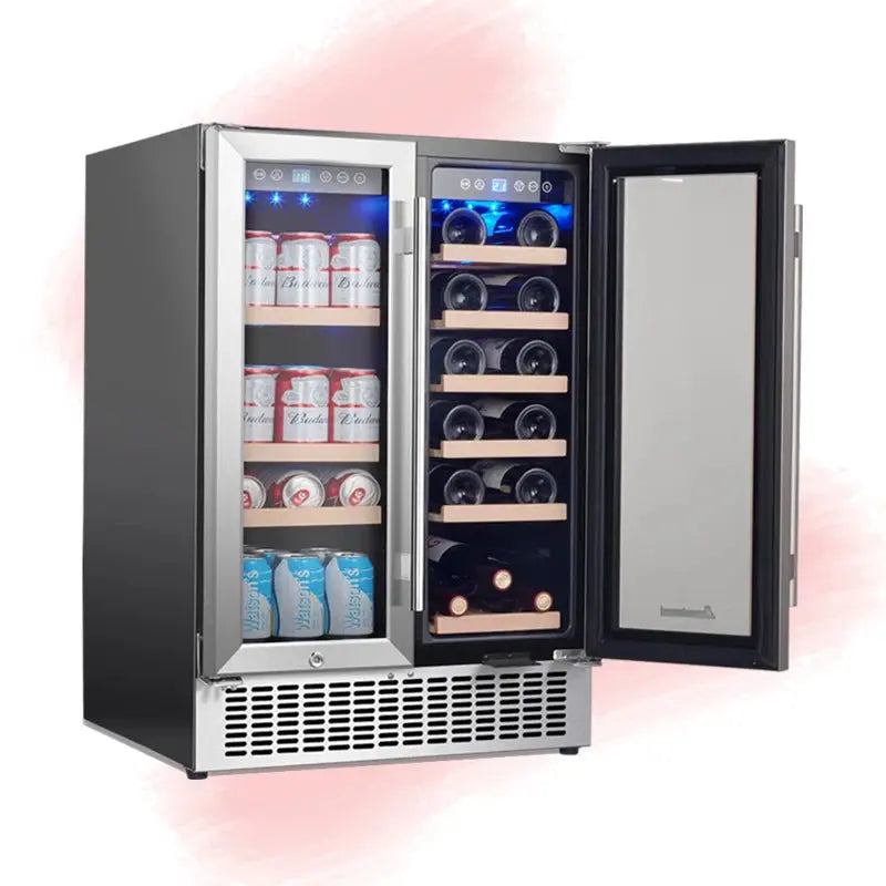 AOBOSI 22.64'' 18 Bottle and Can Dual Zone Wine & Beverage Refrigerator | Fridge.com