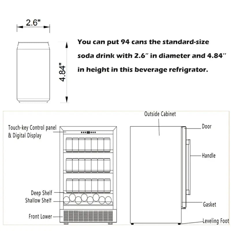 AOBOSI 94 Cans (12 Oz.) Convertible Beverage Refrigerator with Wine Storage | Fridge.com