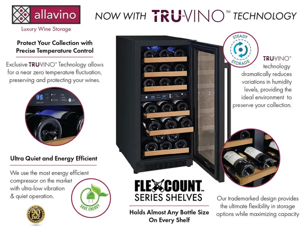 Allavino 15'' 30 Bottle Dual Zone Wine Refrigerator | Fridge.com