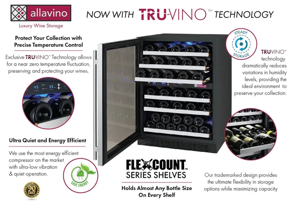 Allavino 23.4'' 56 Bottle Dual Zone Wine Refrigerator | Fridge.com