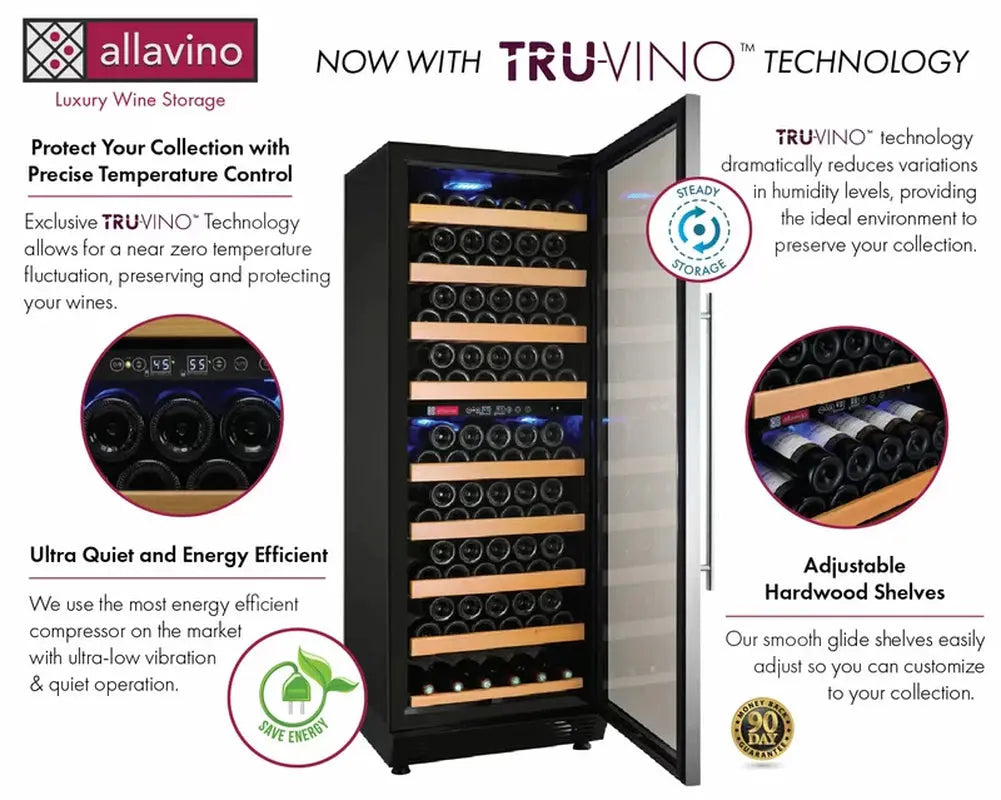 Allavino 23.5'' 99 Bottle Dual Zone Freestanding Wine Refrigerator | Fridge.com