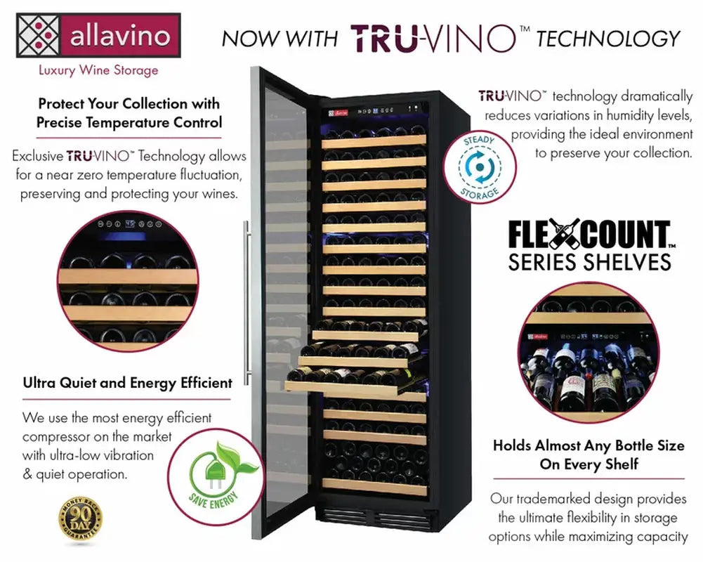 Allavino 23.75'' 174 Bottle Single Zone Wine Refrigerator | Fridge.com