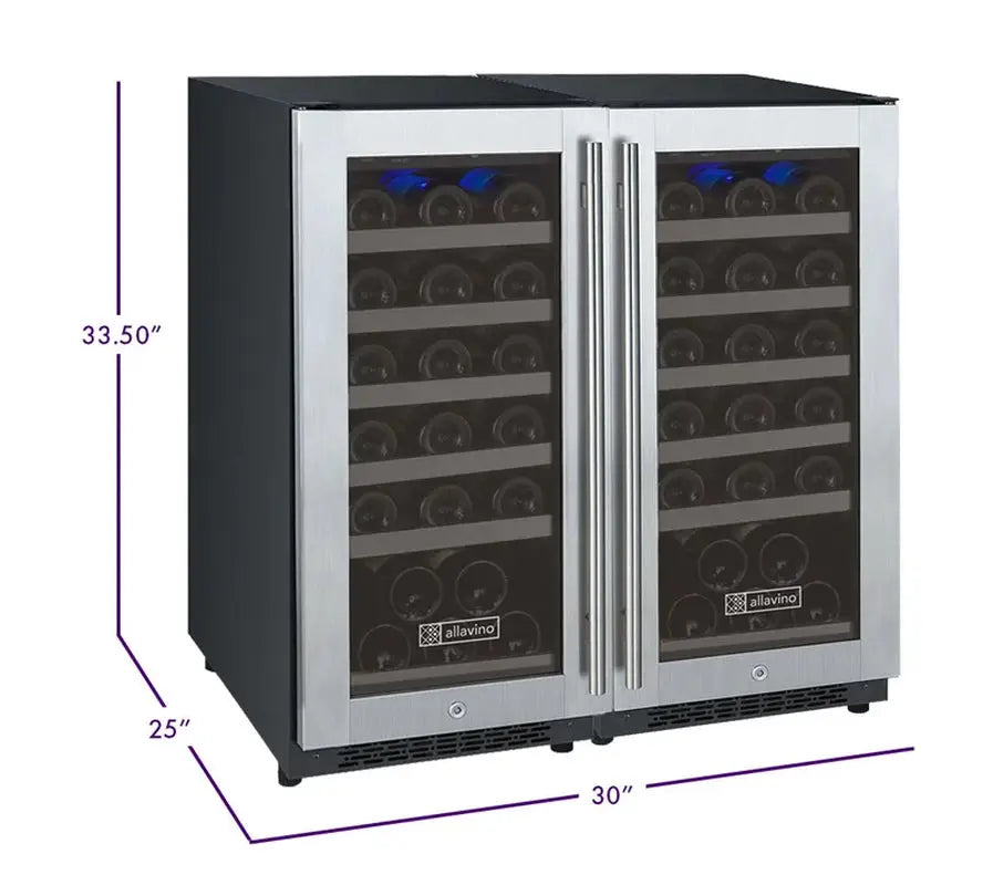 Allavino 30'' 60 Bottle Dual Zone Wine Refrigerator | Fridge.com