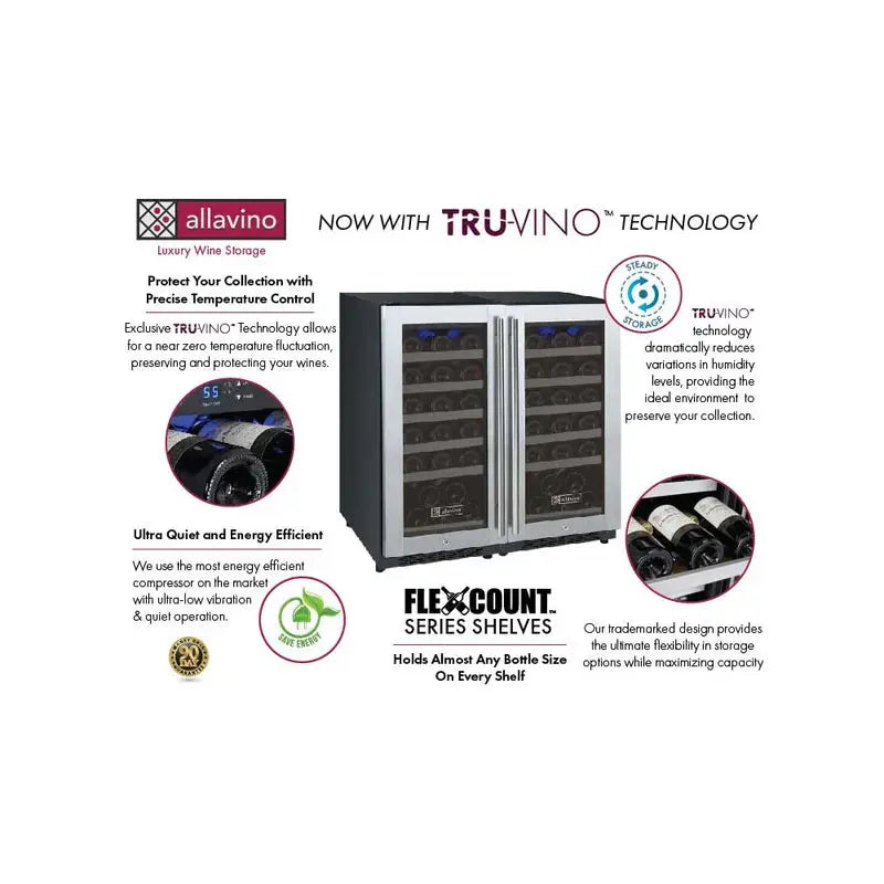 Allavino 30'' 60 Bottle Dual Zone Wine Refrigerator | Fridge.com