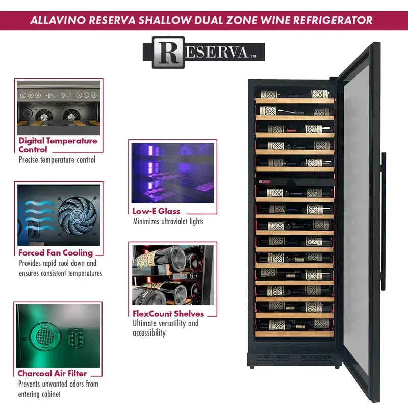 Allavino 47'' 134 Bottle Four Zone Freestanding Wine Refrigerator | Fridge.com