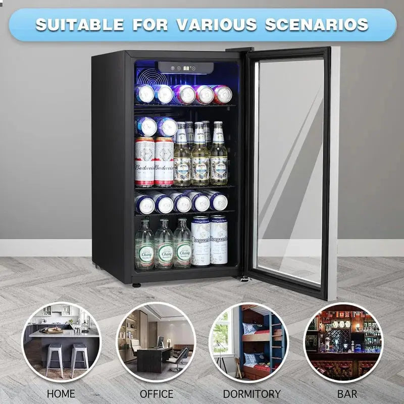 Antarctic Star 17.36'' 26 Bottle and 130 Can Single Zone Freestanding Wine & Beverage Refrigerator | Fridge.com