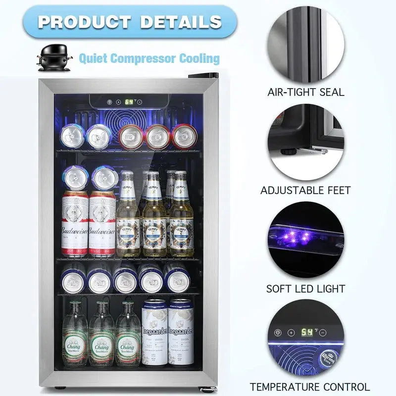 Antarctic Star 17.36'' 26 Bottle and 130 Can Single Zone Freestanding Wine & Beverage Refrigerator | Fridge.com