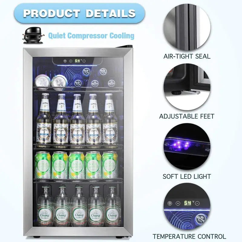 Antarctic Star 17.52'' 26 Bottle and 130 Can Single Zone Freestanding Wine & Beverage Refrigerator | Fridge.com