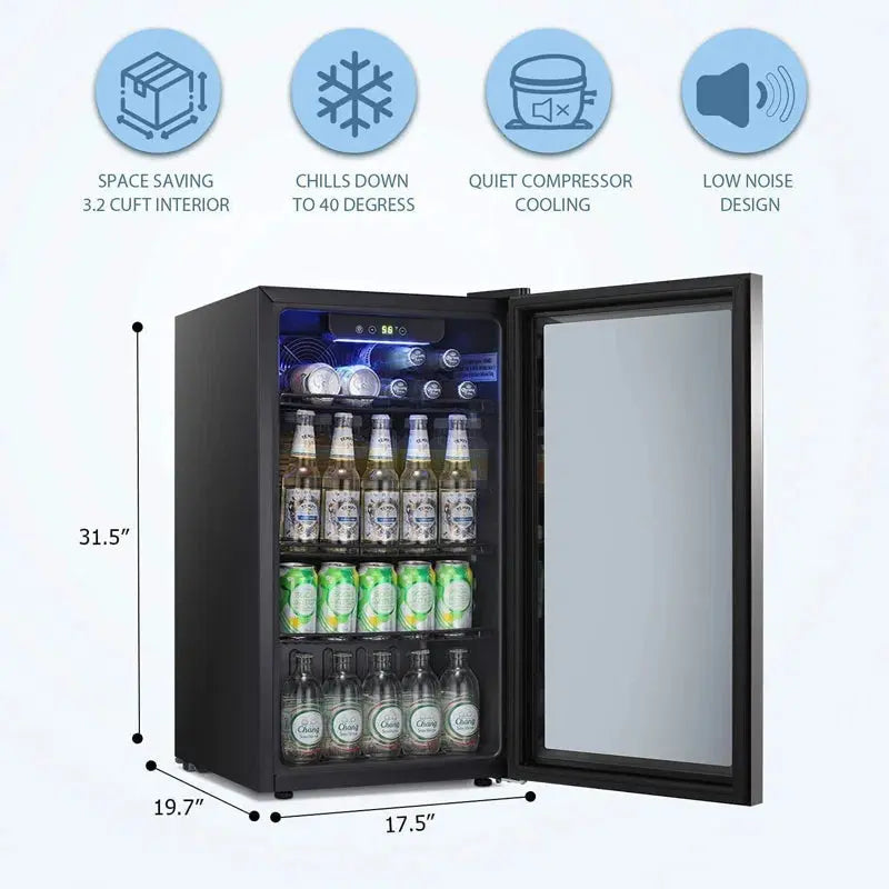 Antarctic Star 17.52'' 26 Bottle and 130 Can Single Zone Freestanding Wine & Beverage Refrigerator | Fridge.com