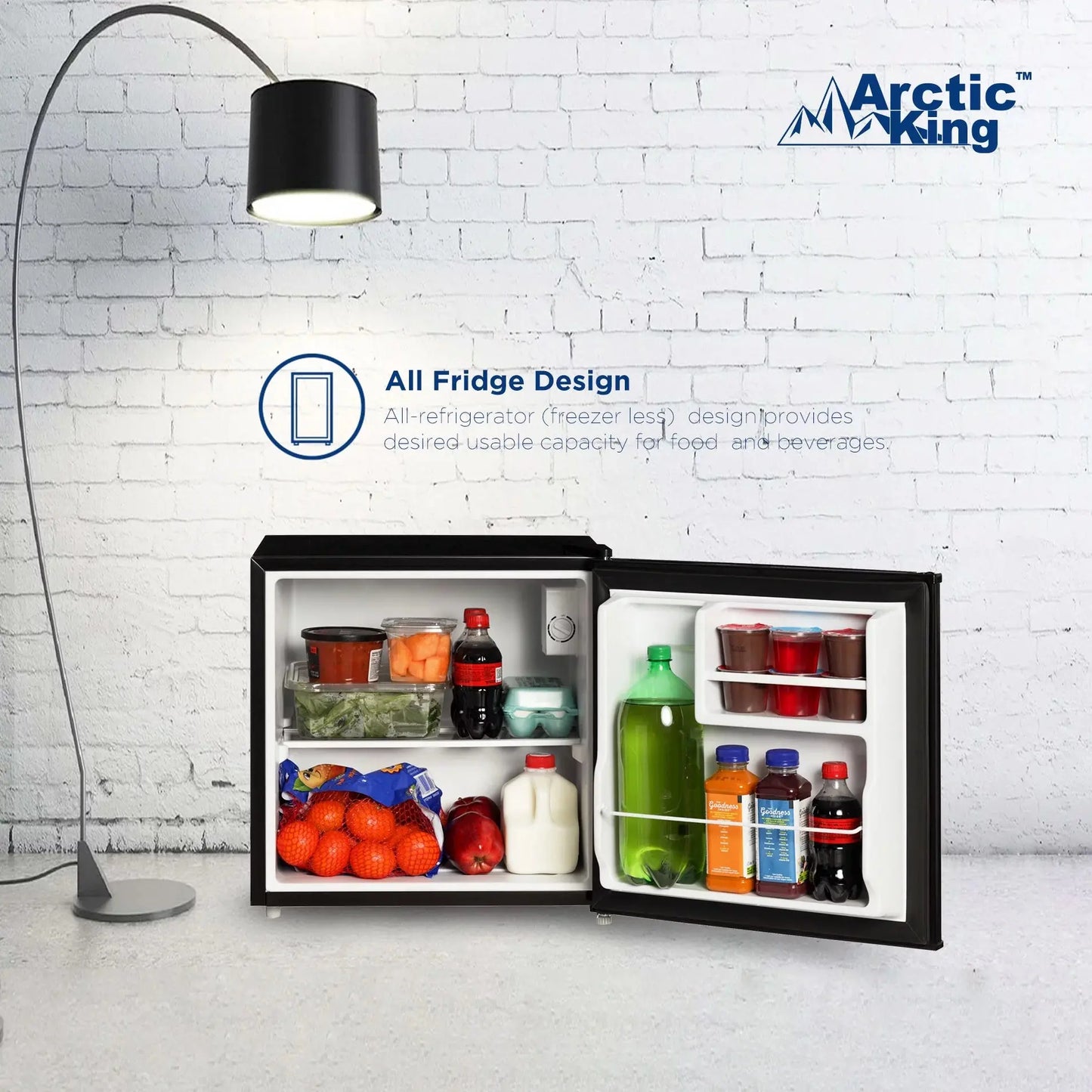 Arctic King 1.7 Cu Ft No Freezer Mini Fridge, Black, E-Star, ARM17A5ABB | Fridge.com