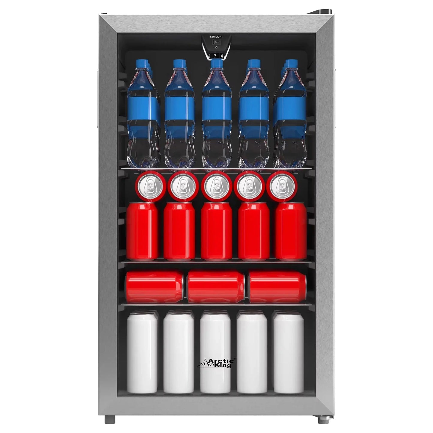 Arctic King 115-Can Beverage Fridge & Cooler, Stainless Steel Look, ARV115B1AST | Fridge.com