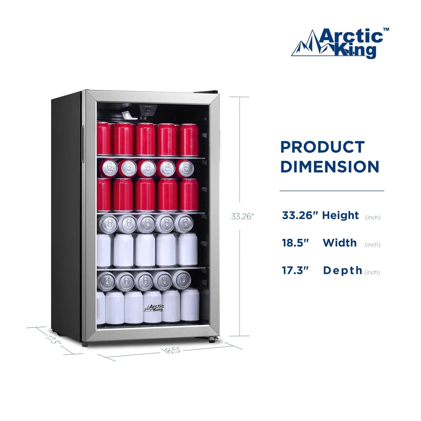 Arctic King 115-Can Beverage Fridge & Cooler, Stainless Steel Look, ARV115B1AST | Fridge.com