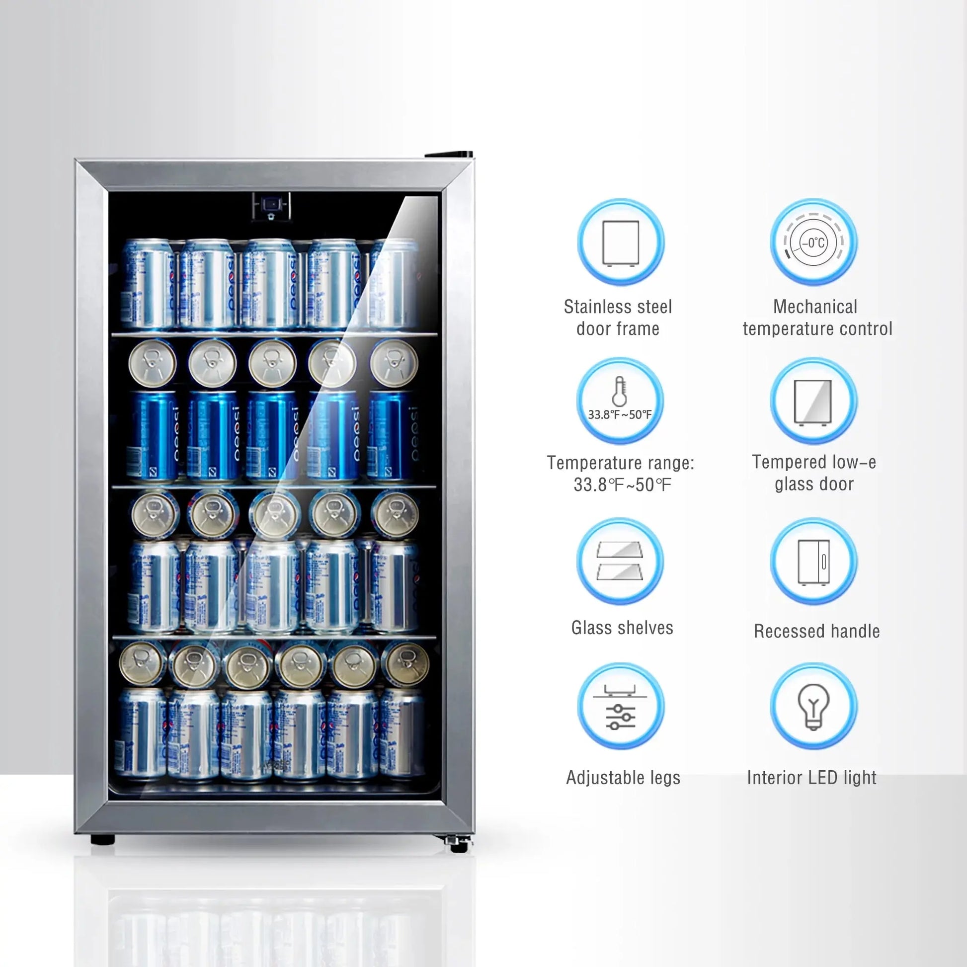 Arctic King 115 Can Beverage Fridge, Stainless Steel Look Frame | Fridge.com