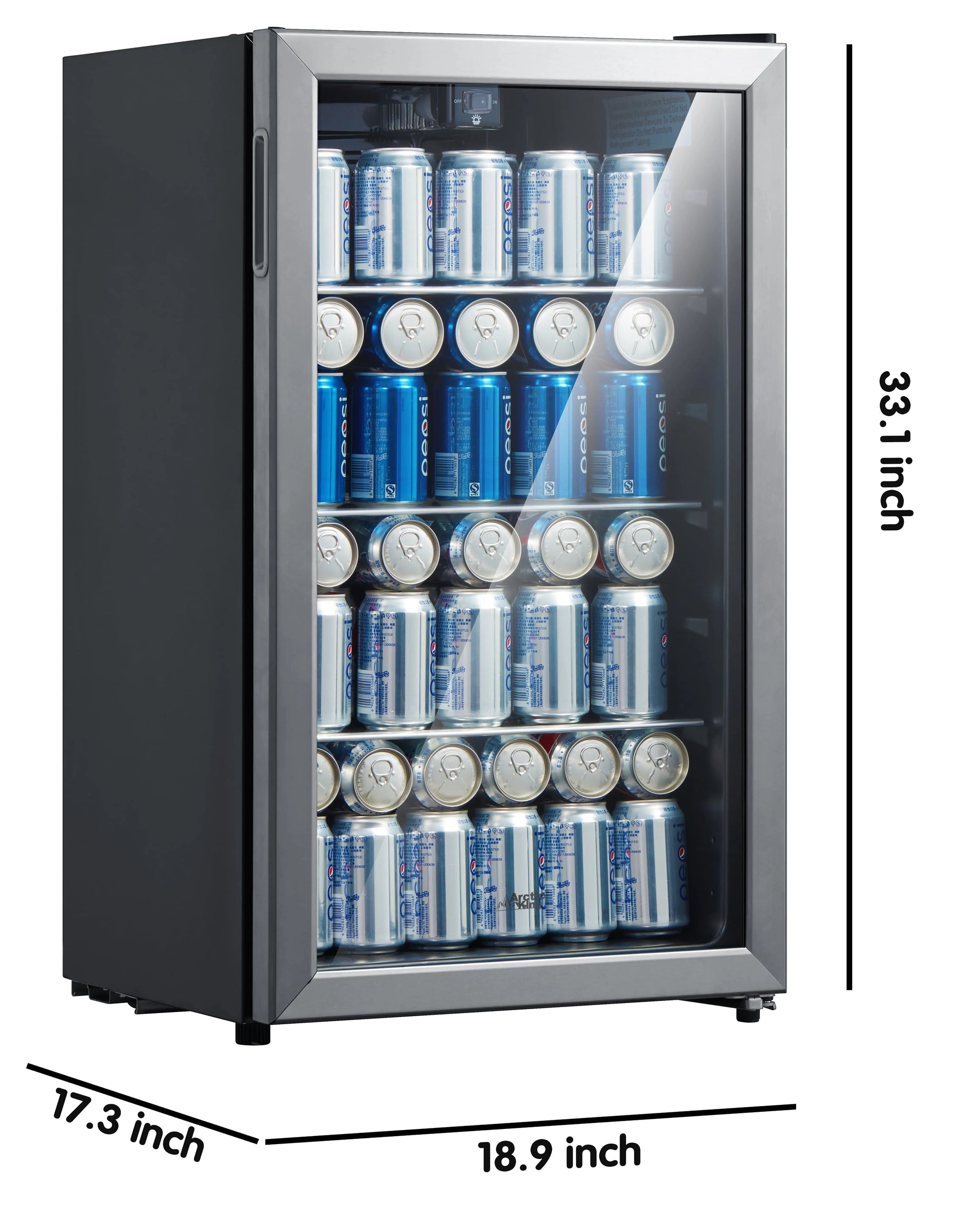 Arctic King 115 Can Beverage Fridge, Stainless Steel Look Frame | Fridge.com