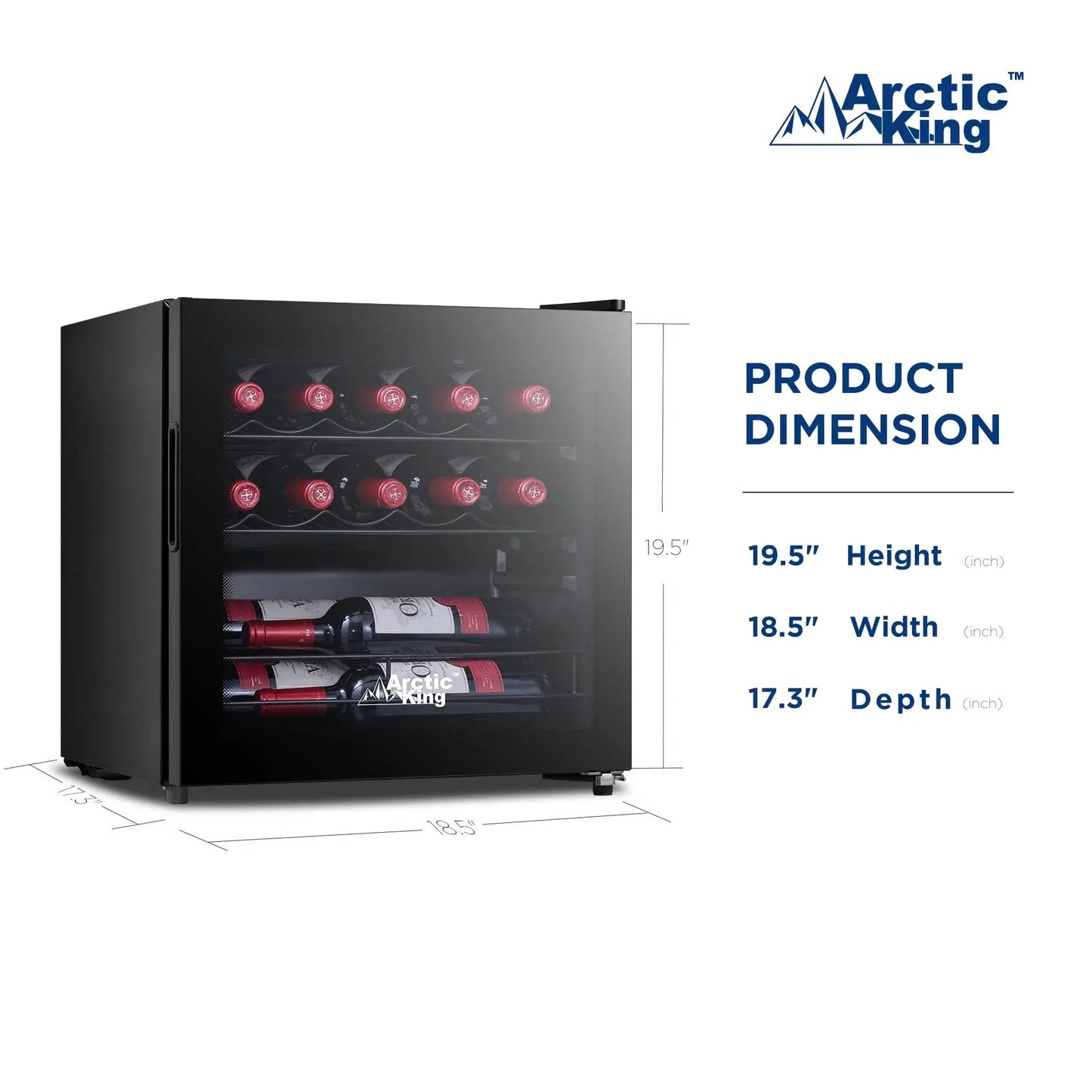 Arctic King 14-Bottle 17.3-Inch Wine Cooler, Full Glass Door, ARW14B0ABB | Fridge.com