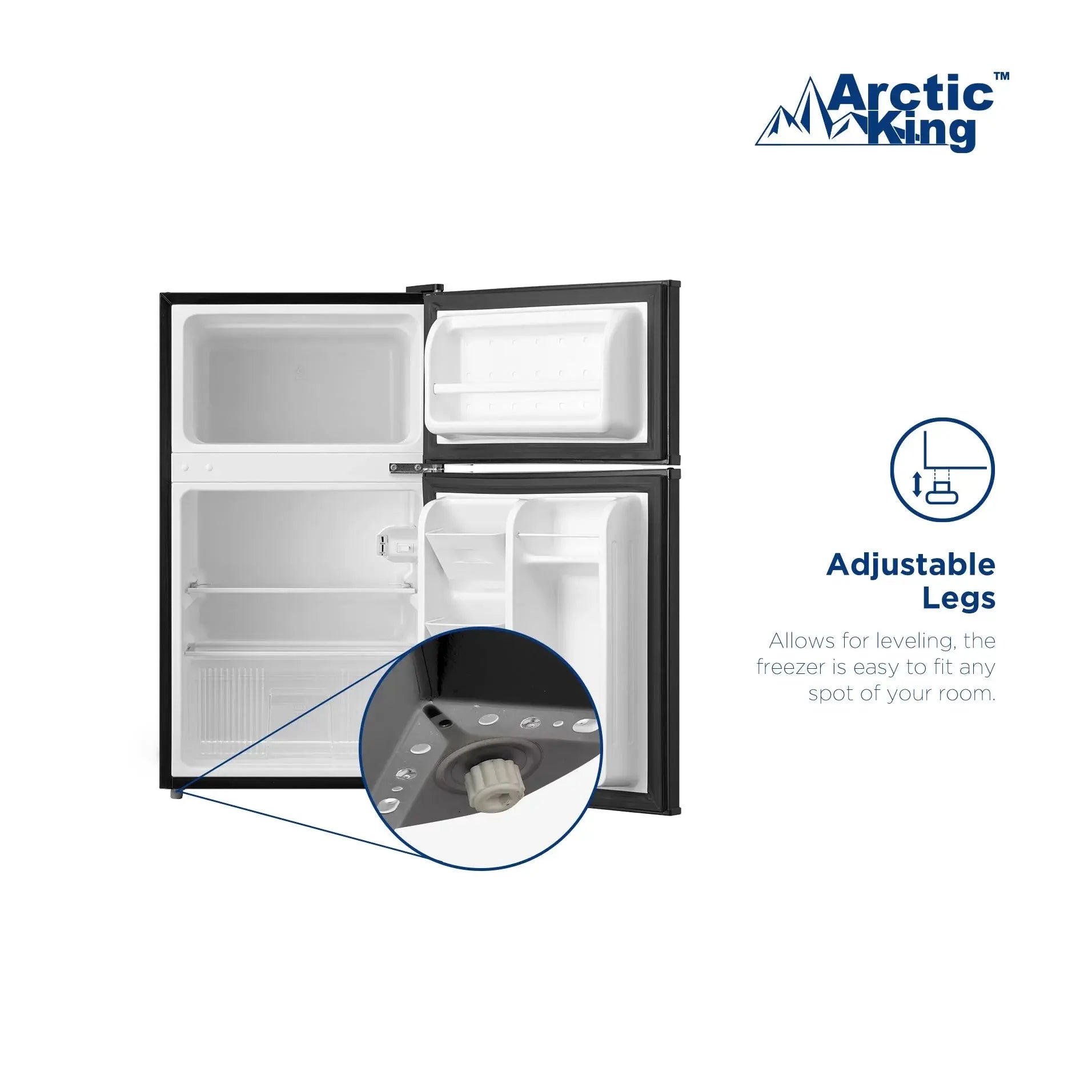 Arctic King 3.2 Cu ft Two Door Mini Fridge with Freezer, Stainless Steel, E-Star | Fridge.com