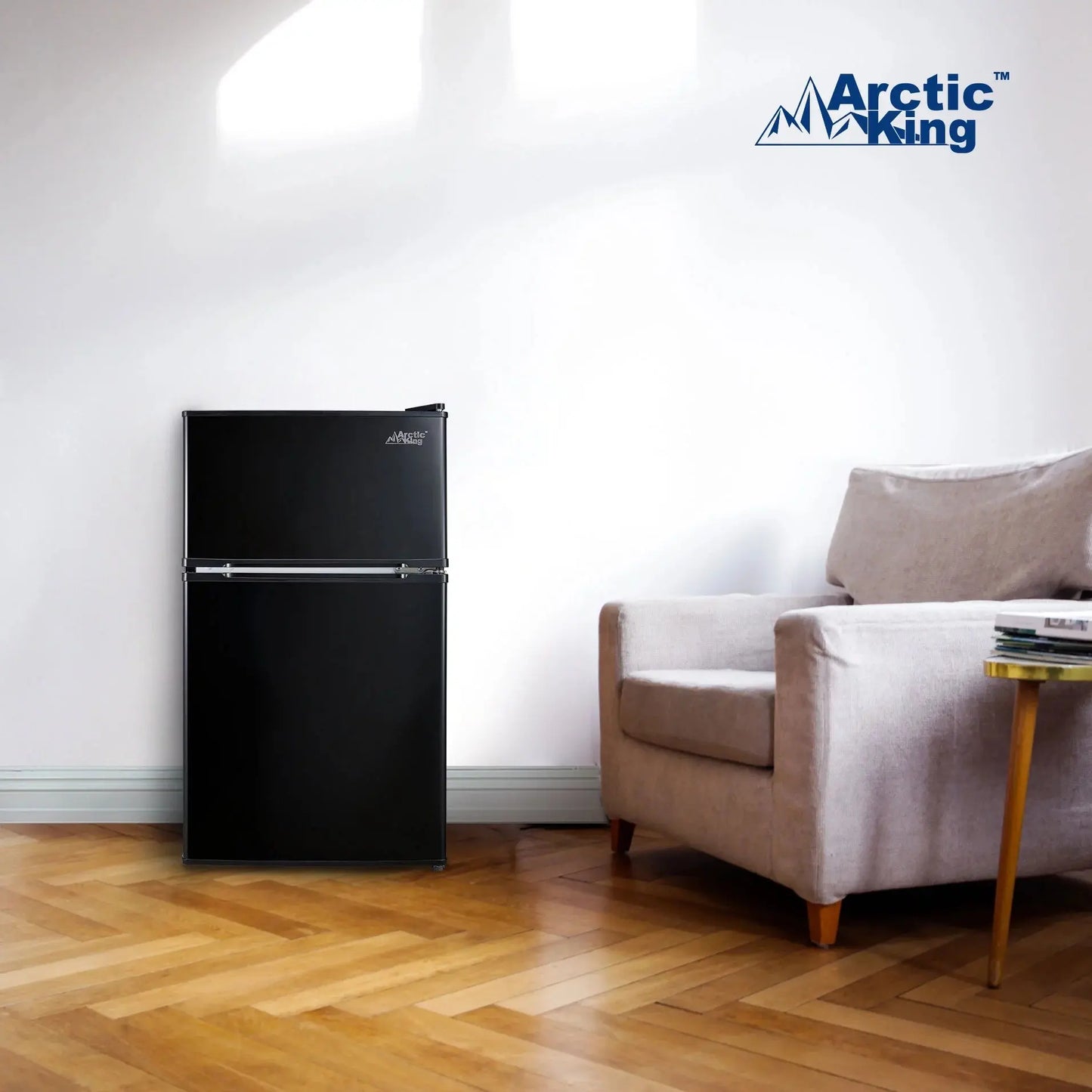 Arctic King 3.2 Cu ft Two Door Mini Fridge with Freezer, Stainless Steel, E-Star | Fridge.com