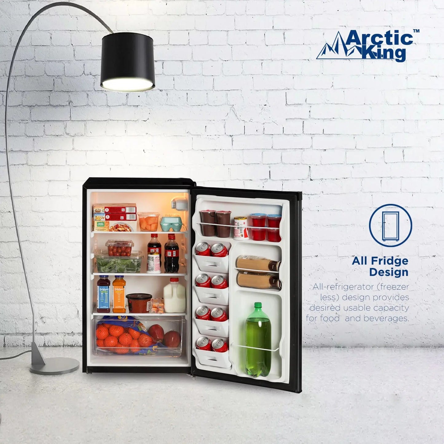 Arctic King 4.4 Cu Ft One-Door No Freezer Mini Fridge, Black Stainless Steel Look E-Star, ARM44A5ASL | Fridge.com