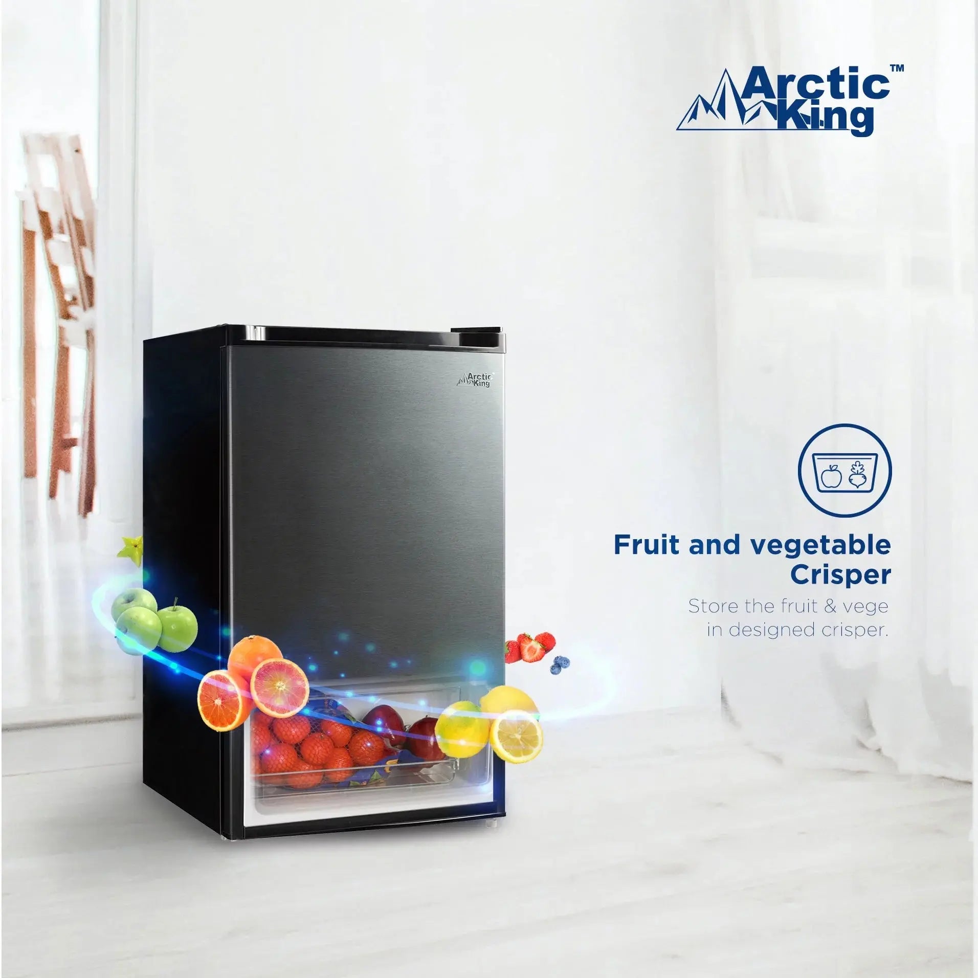 Arctic King 4.4 Cu Ft One-Door No Freezer Mini Fridge, Black Stainless Steel Look E-Star, ARM44A5ASL | Fridge.com