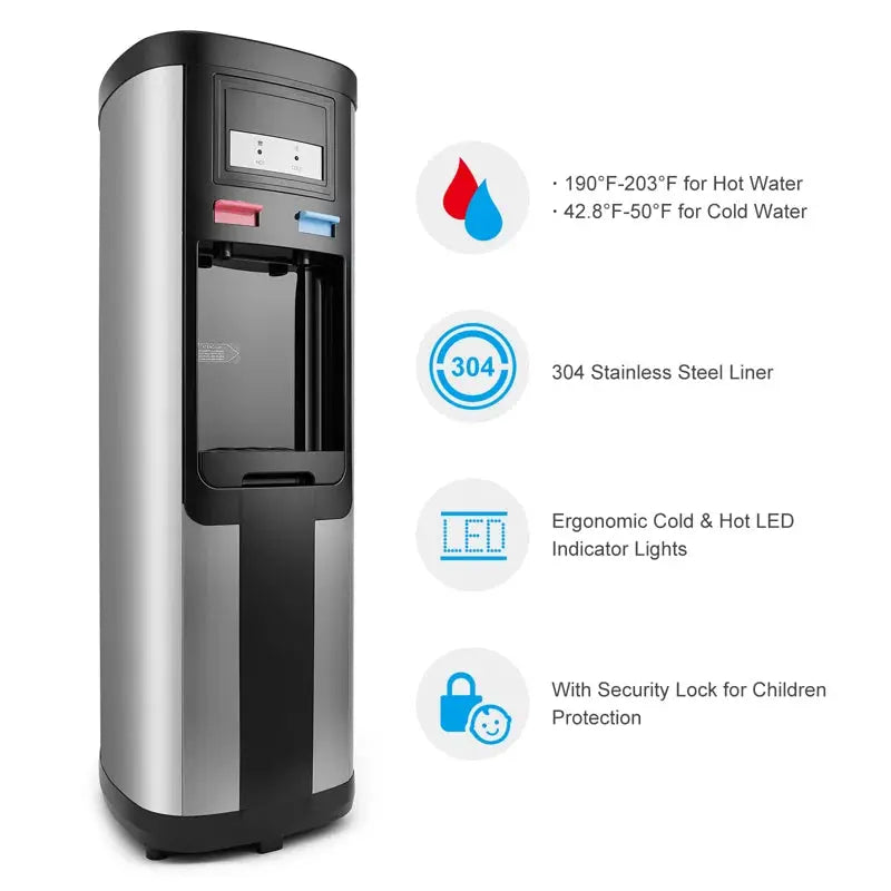 Artist Hand Black Free Standing Top Loading Water Dispenser | Fridge.com