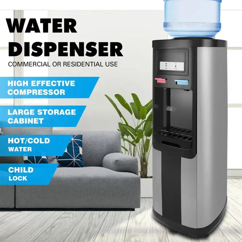 Artist Hand Black Free Standing Top Loading Water Dispenser | Fridge.com