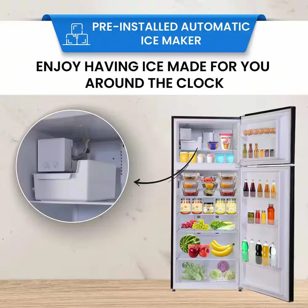 30 In. RETRO Refrigerator 18 CF Top Mount W/Automatic ICE MAKER 110V Handle in Black | Fridge.com