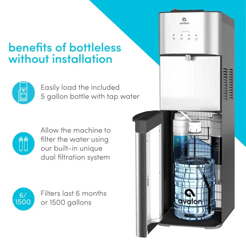 Avalon Silver Free Standing Bottom Loading Electric Filtered Water Dispenser | Fridge.com