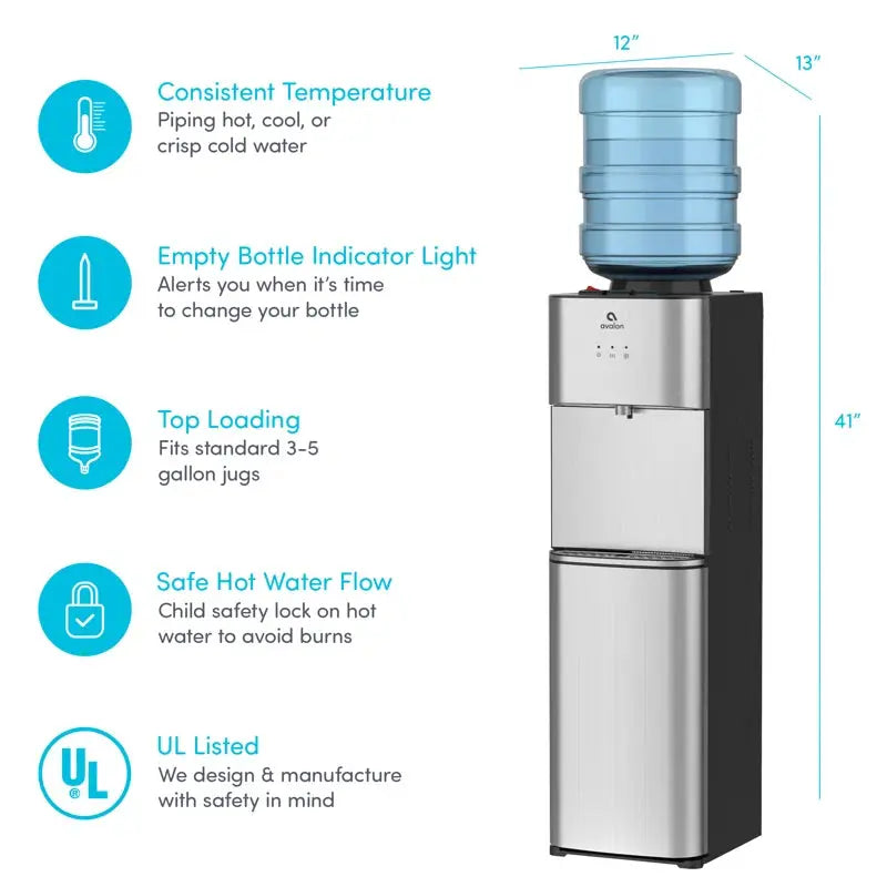 Avalon Stainless Steel Free Standing Top Loading Electric Filtered Water Dispenser | Fridge.com