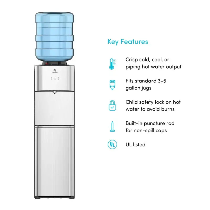 Avalon Stainless Steel Free Standing Top Loading Electric Filtered Water Dispenser | Fridge.com