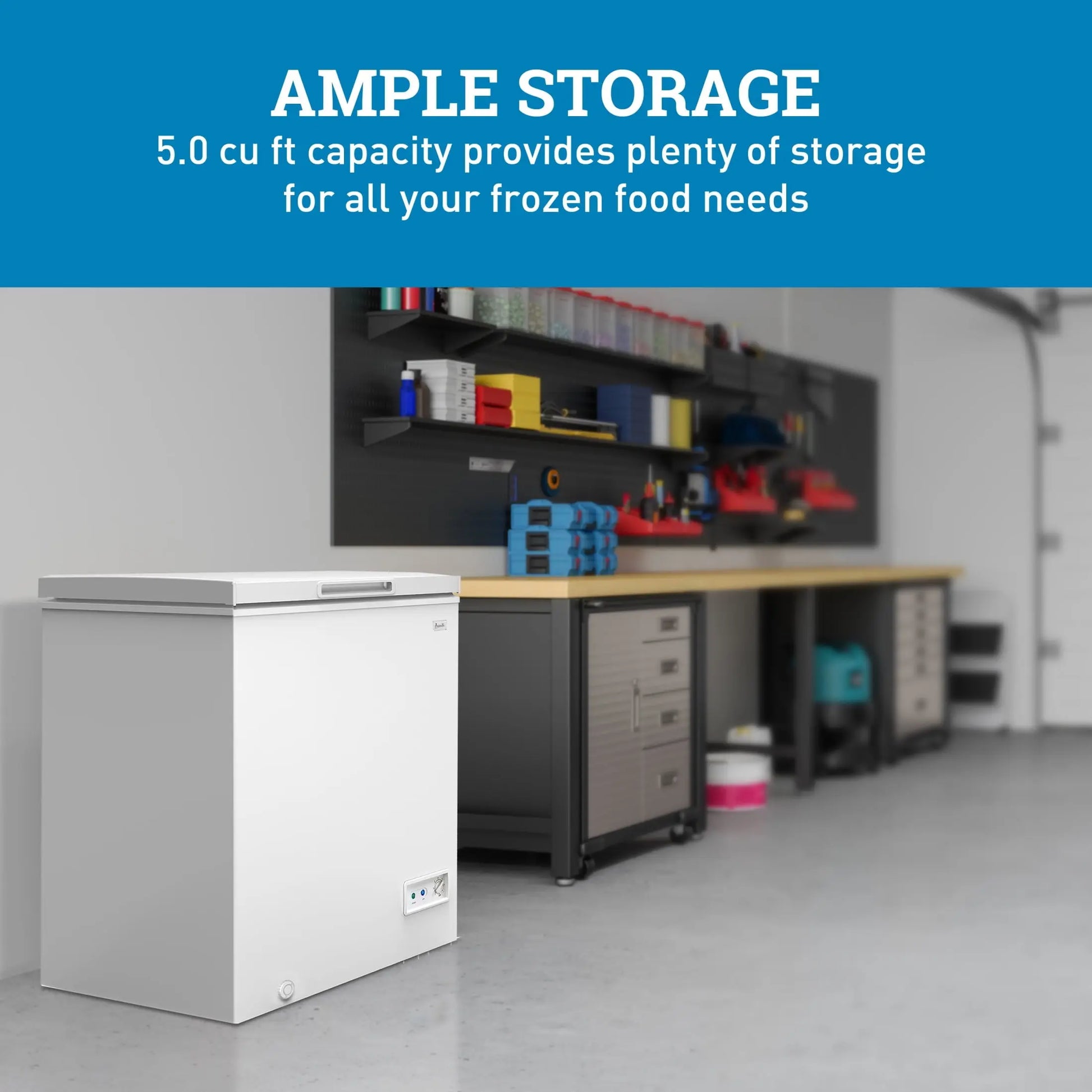 Avanti Garage Ready Chest Freezer, 5.0 Cu. Ft. Capacity, in White (CF5F0W) | Fridge.com