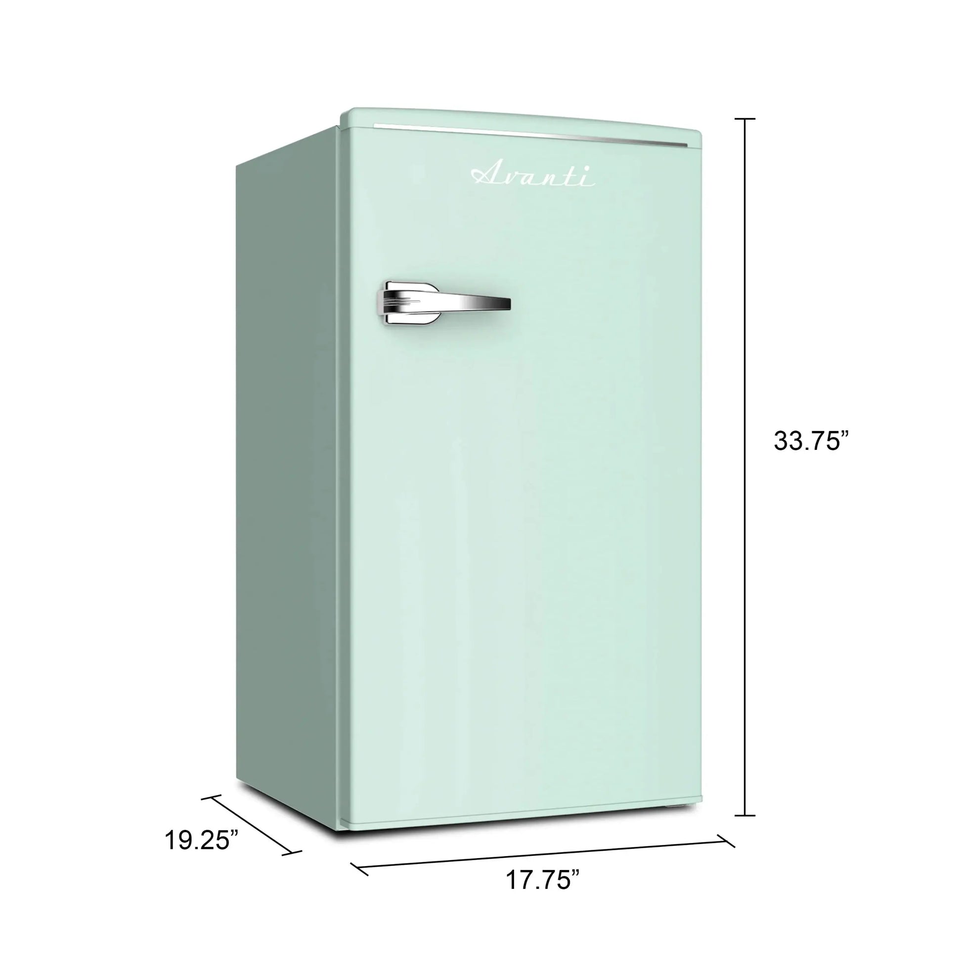 Avanti Retro Series Compact Refrigerator, Mini-Fridge, 3.1 Cu. Ft., in Seafoam Green (RMRS31X7G-IS) | Fridge.com