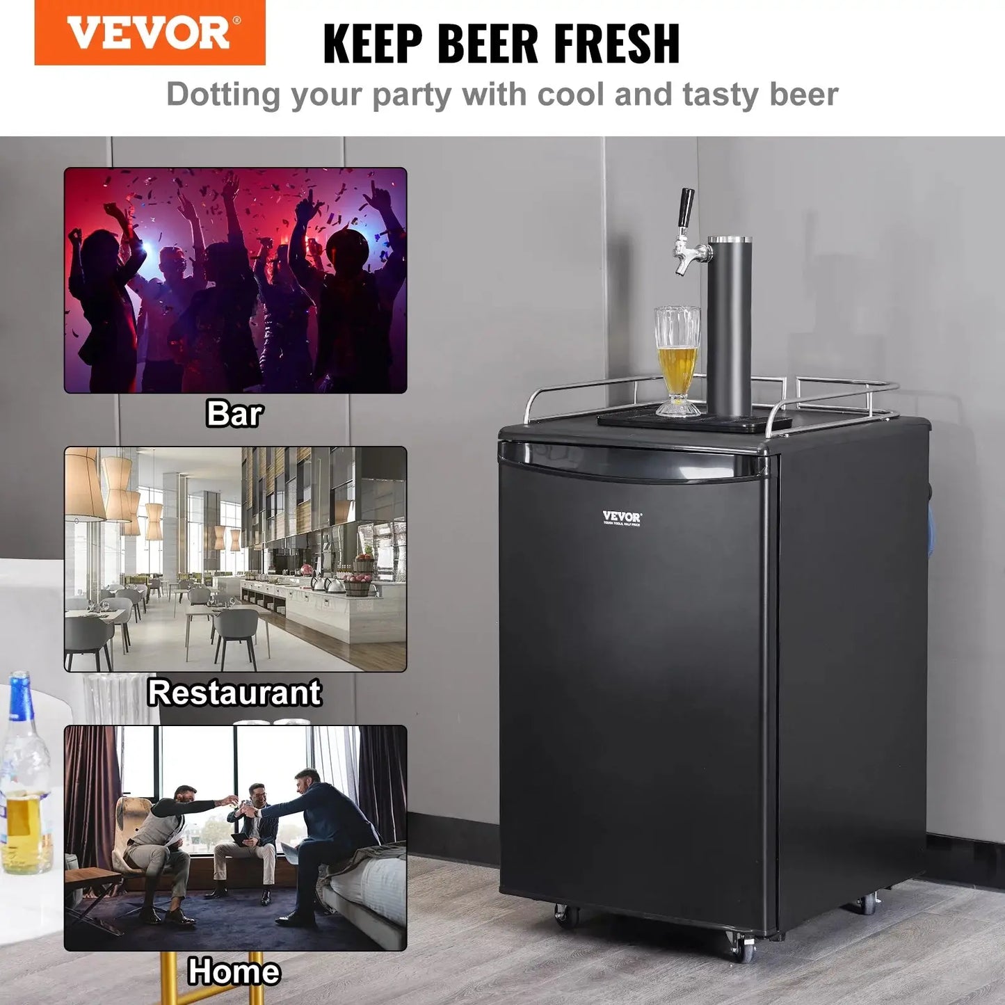 BENTISM Beer Kegerator Draft Beer Dispenser Full Size Keg Refrigerator Dual Tap | Fridge.com