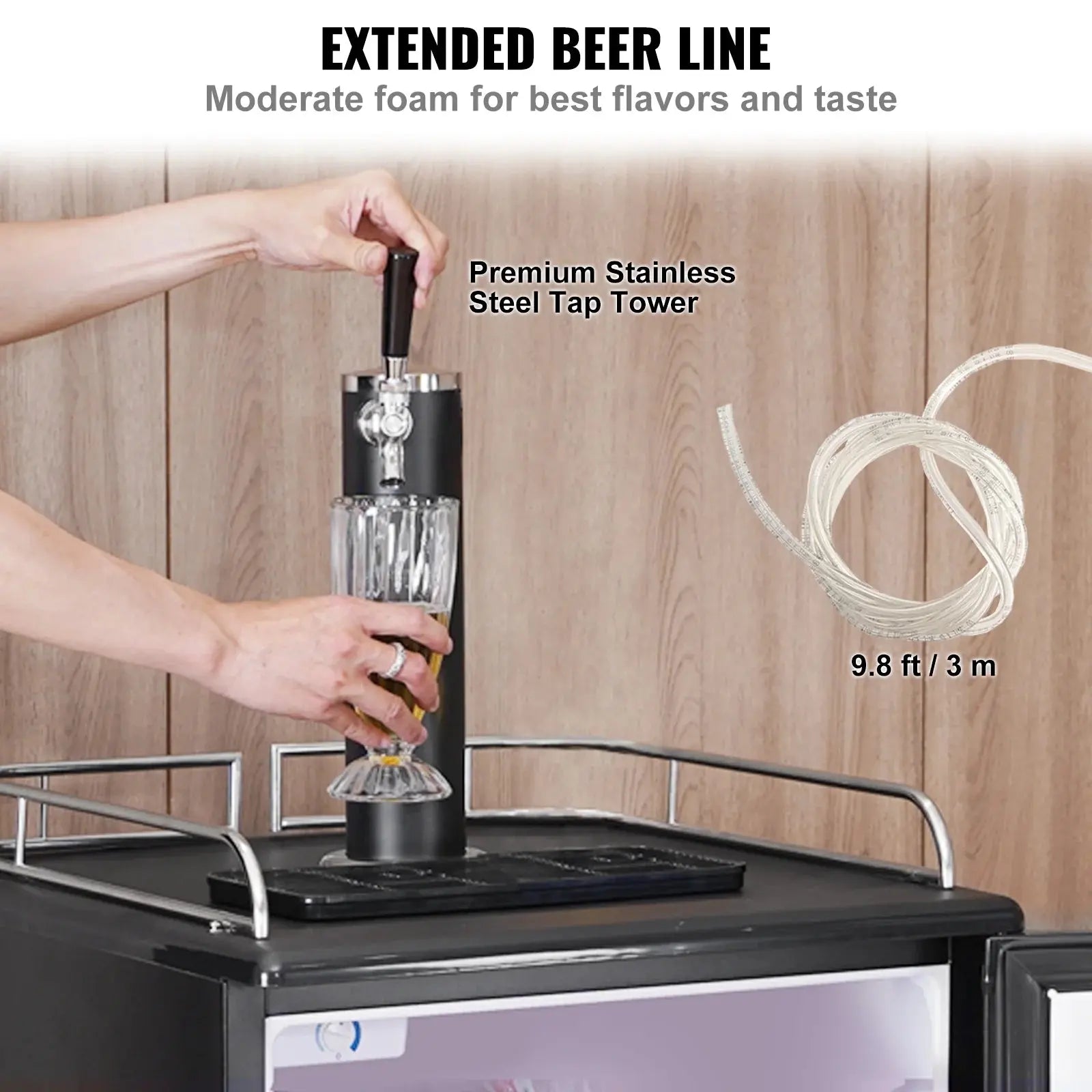 BENTISM Beer Kegerator Draft Beer Dispenser Full Size Keg Refrigerator Dual Tap | Fridge.com