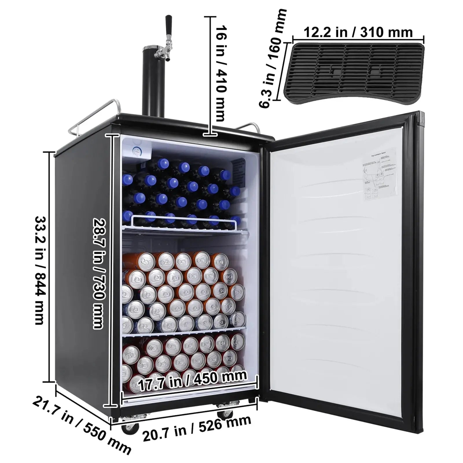 BENTISM Beer Kegerator Draft Beer Dispenser Full Size Keg Refrigerator Dual Tap | Fridge.com