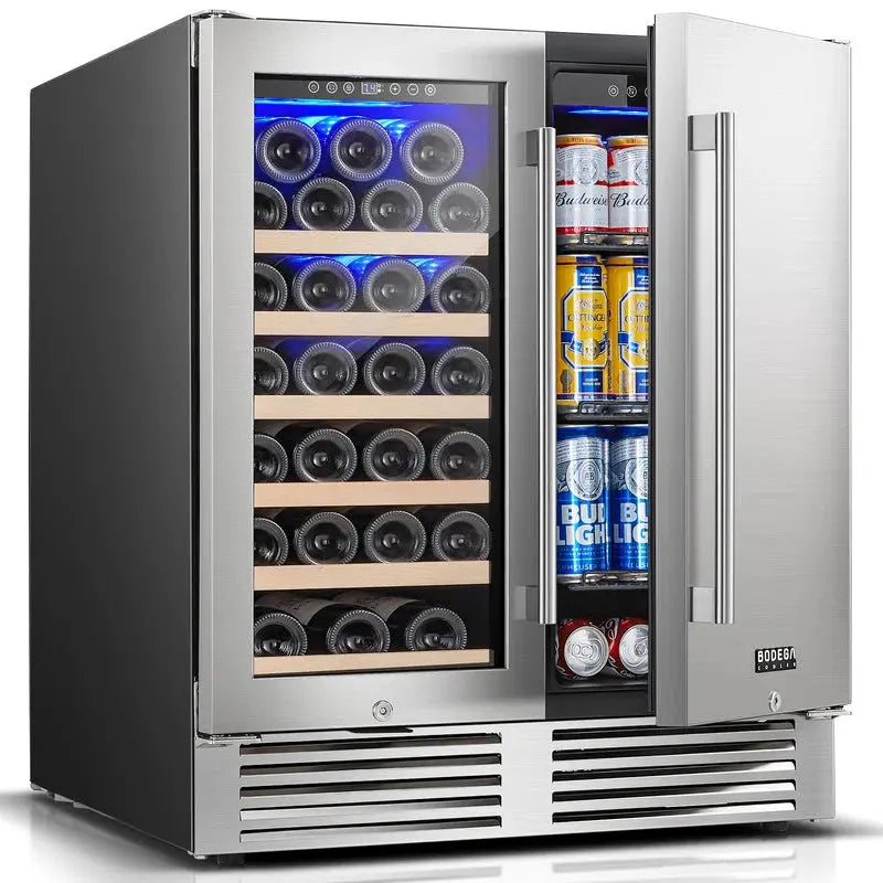 BODEGACOOLER 30" Stainless Steel Wine & Beverage Refrigerator with 31 Bottles & 100 Cans Capacity | Fridge.com