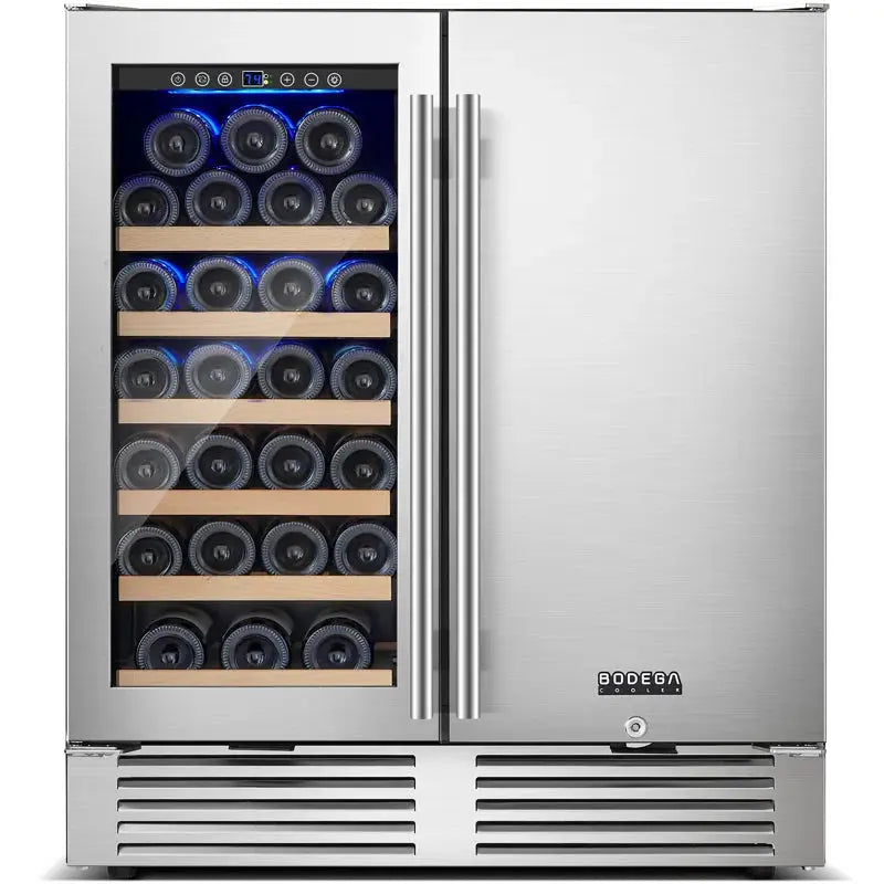 BODEGACOOLER 30" Stainless Steel Wine & Beverage Refrigerator with 31 Bottles & 100 Cans Capacity | Fridge.com