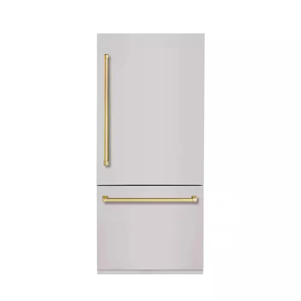 BOLD 36 In. Built-In BM36 LH-HINGE - PNL and HDL in STAINLESS STEEL with BRASS TRIM | Fridge.com