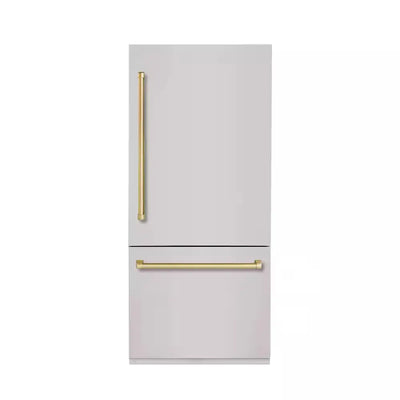 BOLD 36 In. Built-In BM36 LH-HINGE - PNL and HDL in STAINLESS STEEL with BRASS TRIM | Fridge.com