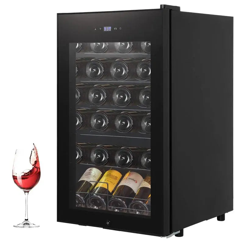 Babevy 18.9'' 24 Bottle Single Zone Freestanding Wine Refrigerator | Fridge.com