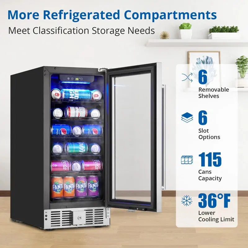 Babevy 22.52'' 18 Bottle and 115 Can Dual Zone Freestanding Wine & Beverage Refrigerator | Fridge.com