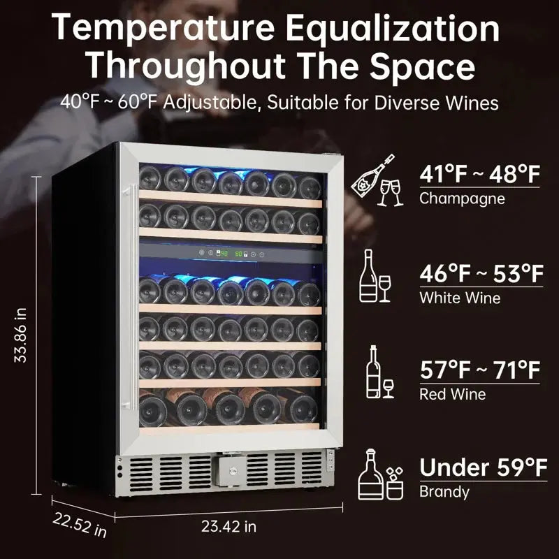 Babevy 23.42'' 52 Bottle Dual Zone Freestanding Wine Refrigerator | Fridge.com