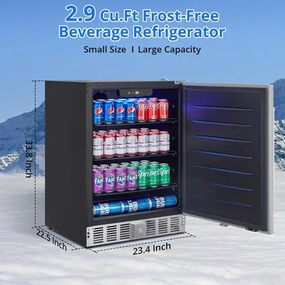 Babevy 23.4'' 180 Bottle and 180 Can Single Zone Freestanding Wine & Beverage Refrigerator | Fridge.com