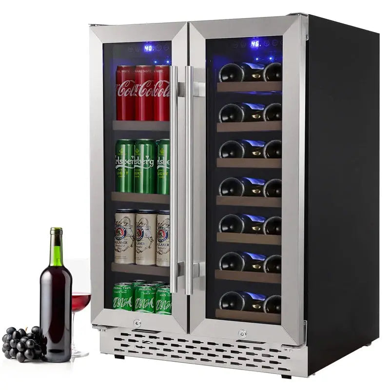 Babevy 23.4'' and Can Dual Zone Freestanding Wine & Beverage Refrigerator | Fridge.com