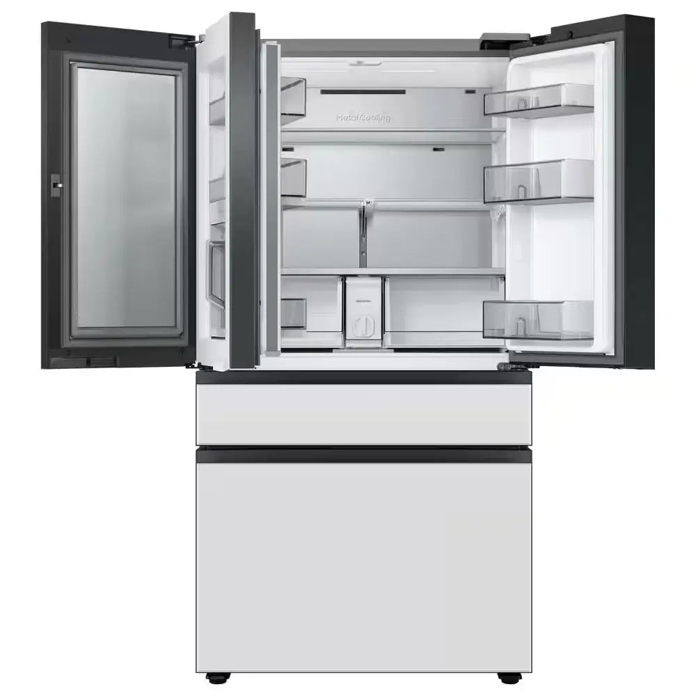 Bespoke 23 Cu. Ft. 4-Door French Door Smart Refrigerator with Beverage Center in White Glass, Counter Depth | Fridge.com