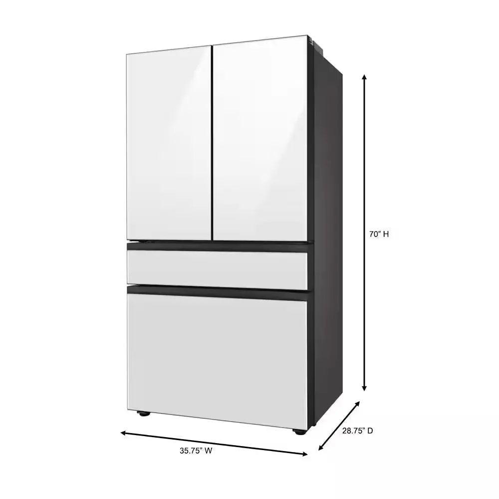 Bespoke 23 Cu. Ft. 4-Door French Door Smart Refrigerator with Beverage Center in White Glass, Counter Depth | Fridge.com