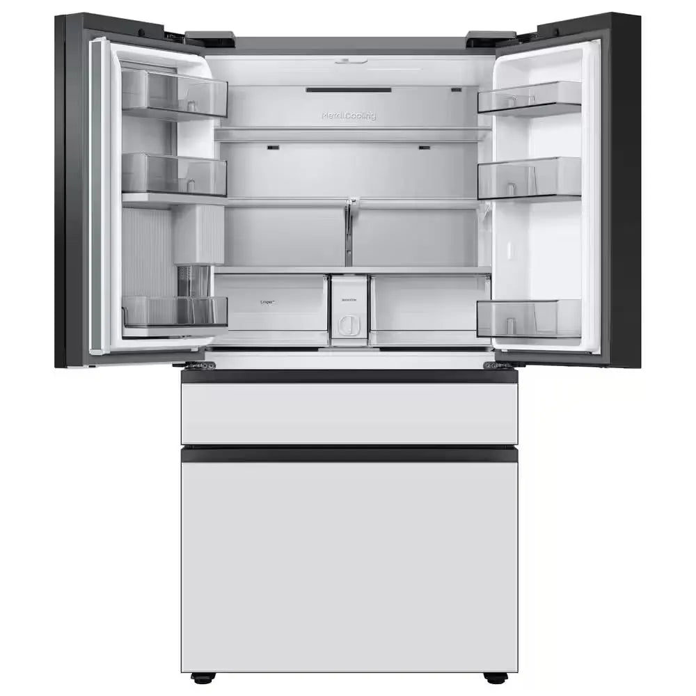 Bespoke 23 Cu. Ft. 4-Door French Door Smart Refrigerator with Beverage Center in White Glass, Counter Depth | Fridge.com