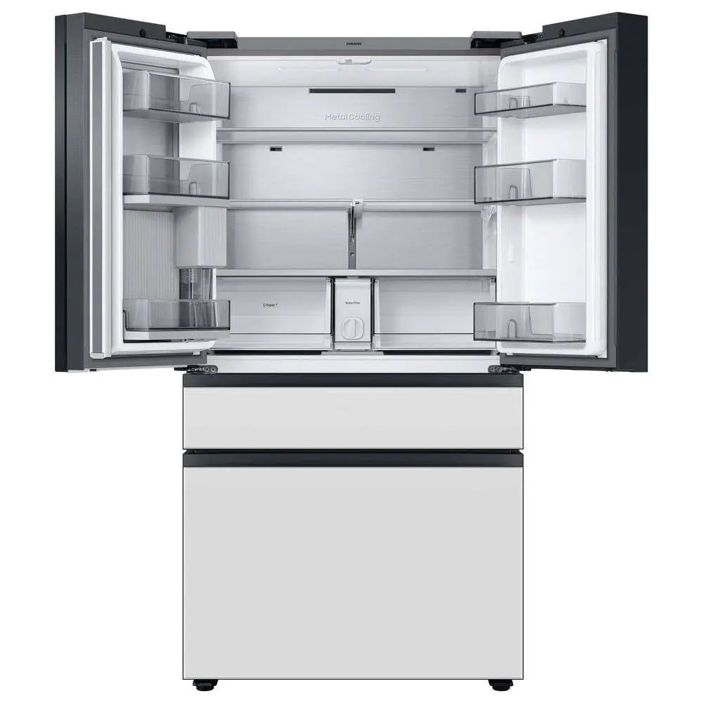 Bespoke 23 Cu. Ft. Customizable 4-Door French Door Smart Refrigerator with White Glass Family Hub Panel, Counter Depth | Fridge.com