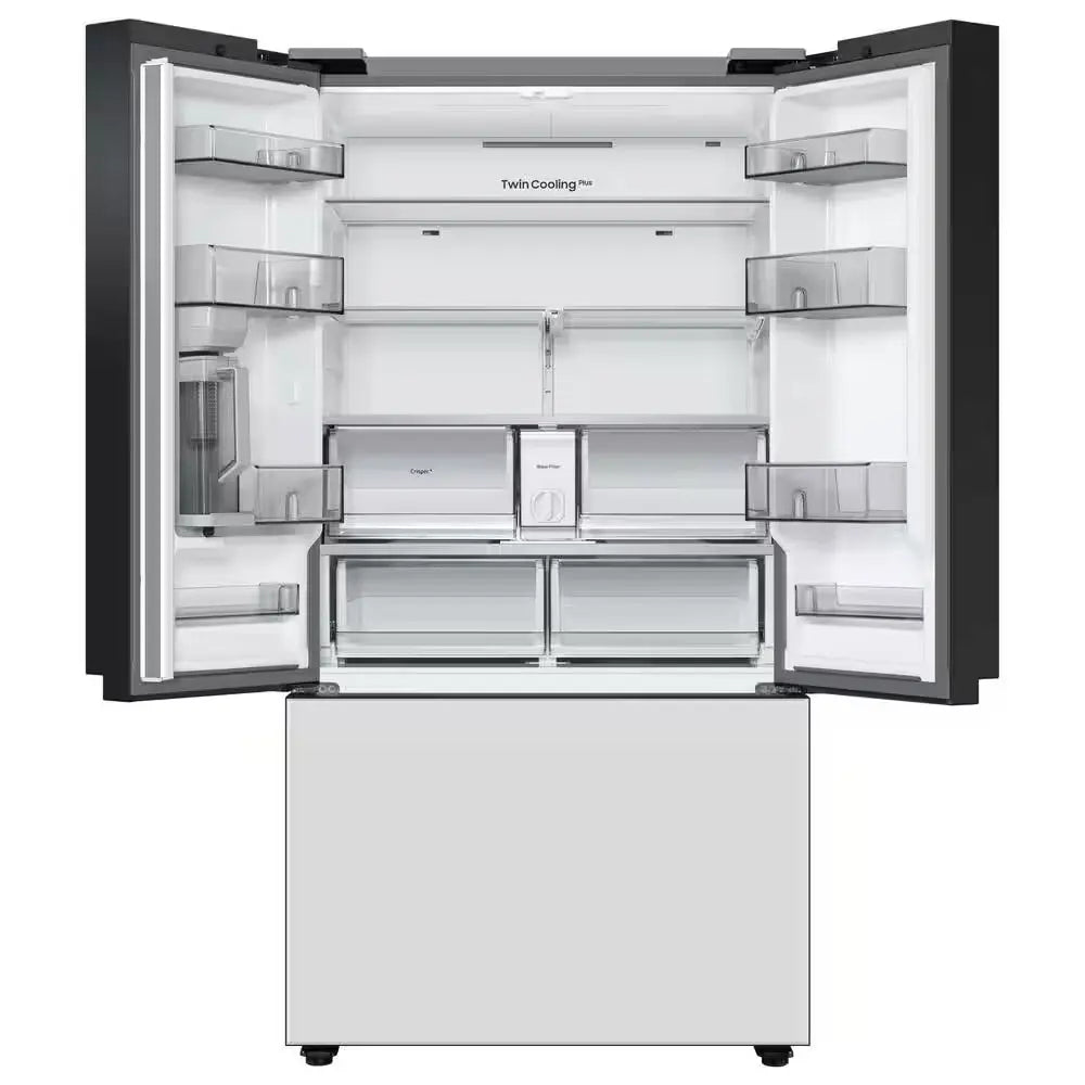 Bespoke 24 Cu. Ft. 3-Door French Door Smart Refrigerator with Autofill Water Pitcher in White Glass, Counter Depth | Fridge.com