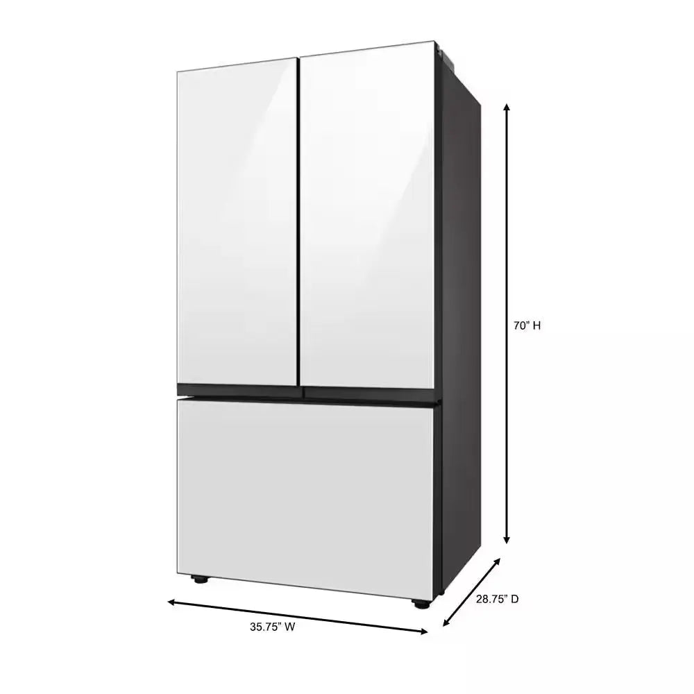 Bespoke 24 Cu. Ft. 3-Door French Door Smart Refrigerator with Autofill Water Pitcher in White Glass, Counter Depth | Fridge.com